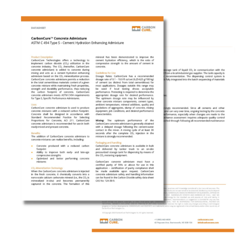 CarbonCure Concrete Admixture ASTM C494 Type S Datasheet Thumbnail