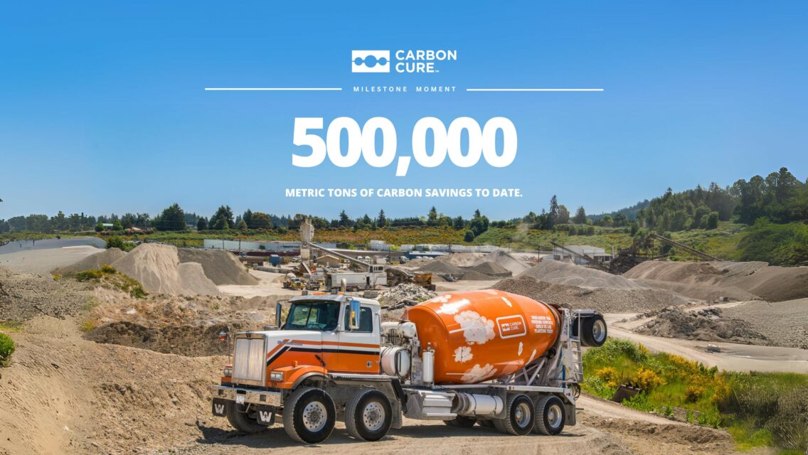 CarbonCure Achieves Milestone 500,000 Metric Tons of CO₂ Savings